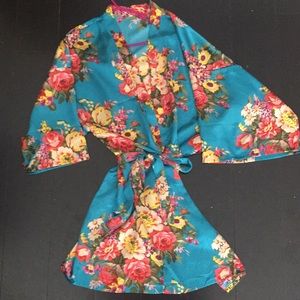 Summer Floral short  Kimono style Robe